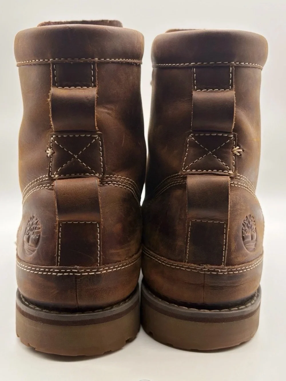 Timberland Cognac Brown Leather Lace-Up Work Boots